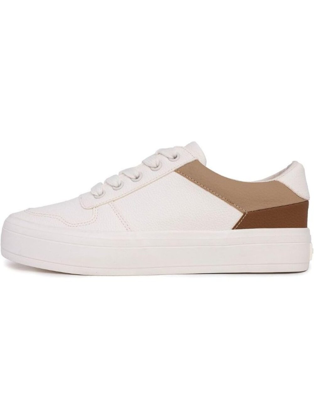 Nautica Grelle Womens Platform Sneakers Size 9.5 White Brown Lace Up Sneakers - Picture 2 of 11